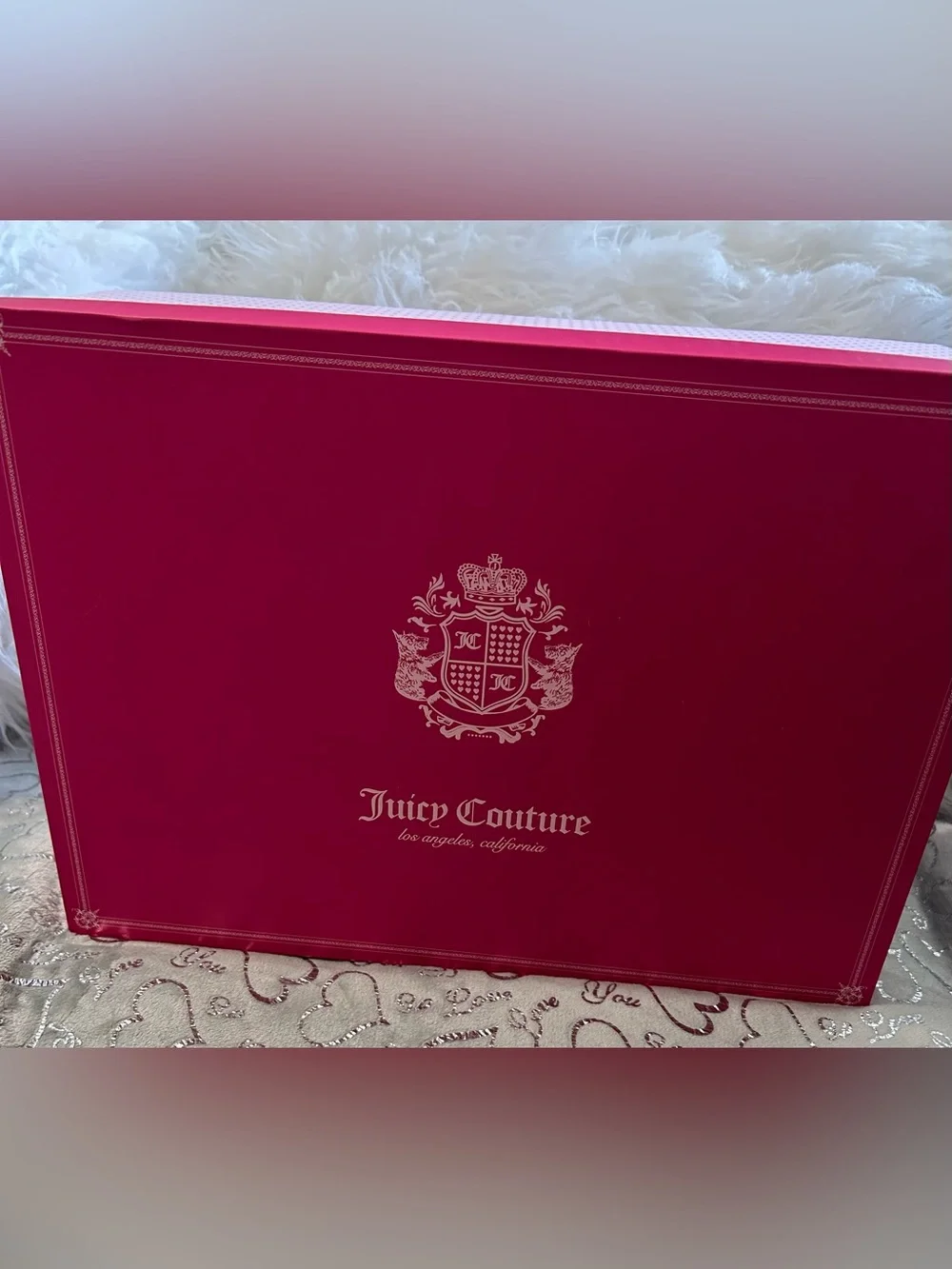 NWT Juicy Couture Mini-Heritage Pink Cherry Logo Strap and Cosmetic Clutch Set